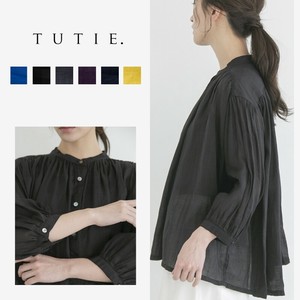 Button Shirt/Blouse Gathered Blouse Linen Sheer