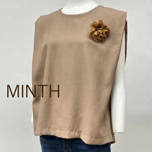 Button Shirt/Blouse Mint Sleeveless Tops Rayon Made in Italy