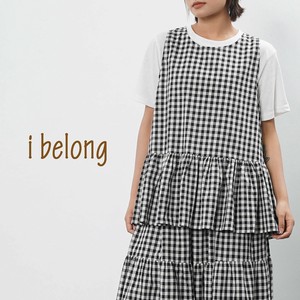 【新作】【セットアップ可】ギンガムチェック柄　ノースリーブ　ペプラム　コットン