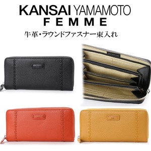 KANSAI YAMAMOTO FEMME カンサイ　手触りのよい牛革を使用したラウンドファスナー束入れ 財布 サイフ