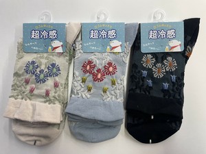 短袜 冷感 新商品 圆领 花卉图案 春夏