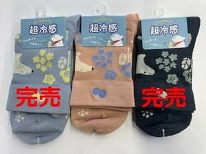 短袜 冷感 刺绣 新商品 北极熊 圆领 花卉图案 春夏