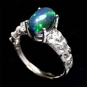 Silver-Based Opal/Tourmaline Ring Natural Stone Rings