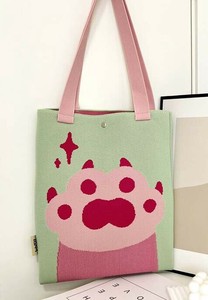 お洒落 カジュアル 猫の手柄 手提げ 肩掛け  トートバッグ 　ba0533