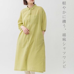 Casual Dress Big silhouette Cotton Linen Shirt Dress