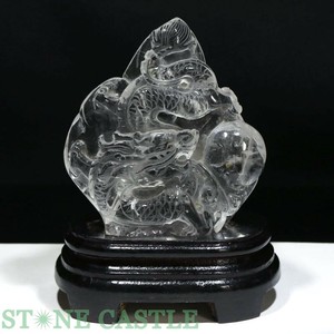 ☆一点物☆【彫刻置物】龍 水晶 (台付) No.44 【天然石 パワーストーン】