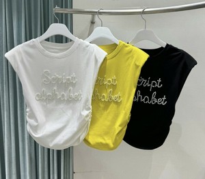 【2025春夏新作】サイドシャーリングパールレタリングTシャツ