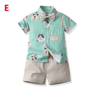 パンツスーツ 2点セット 半袖 シャツ+ショートパンツ 花柄 ゆったり 快適 男の子 ファッション ABQ1425