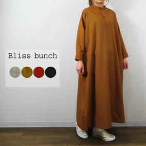 【予約販売】8月中旬入庫予定【2025新作】綿麻平織り　変型ヘンリーネックシャツワンピース(8分袖)