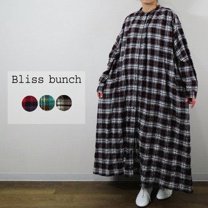 Pre-order Casual Dress Gathered Dress Check Band Collar [2025 NEW]