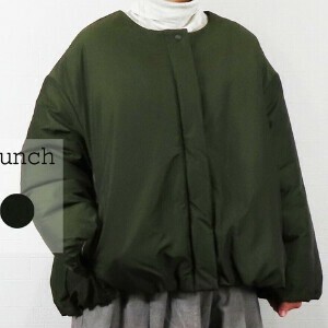 【予約販売】11月上旬入庫予定【2025新作】ナイロン/ポリエステル中綿　比翼ZIPノーカラーブルゾン