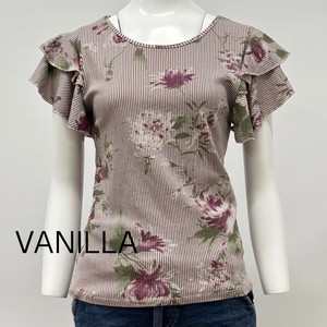 T-shirt Design Flower Stripe Tiered Made in Italy