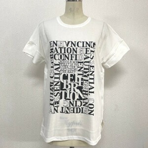 【25SS新作】日本製  タイポグラフィー プリント ラウンドネック オーバー Tシャツ 80/2強撚綿100%