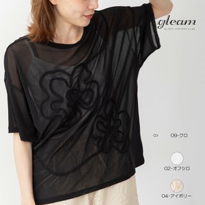 パワーメッシュ 花コード刺繍 ルーズTシャツ　【2025 春夏新作】