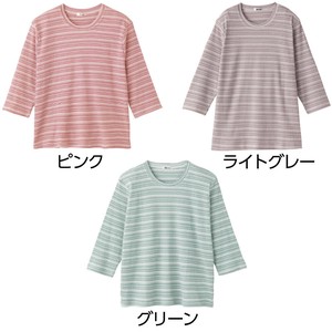 7分袖ピケボーダーTシャツ