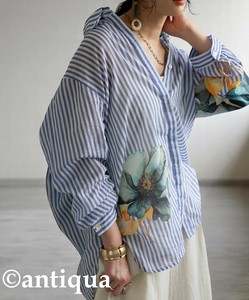 衬衫 女士 长袖 条纹衬衫 antiqua 花卉图案