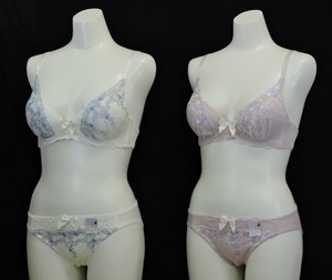 ノンワイヤーブラショーペア　＜4色小花チュールレース＆ストレッチレース＞　6月商品