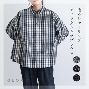 【入荷しました！】【2025秋冬新作】先染めチェック後シャーリングシャツブラウス