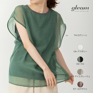 20/－天竺+オーガンジー ドッキング フレンチスリーブ Tシャツ　【2025 春夏新作】