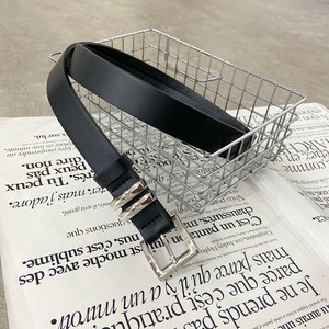 即納【2025新作】2連金具スクエアバックルベルト　メタル　メタリック　シルバー　細ベルト　合皮ベルト