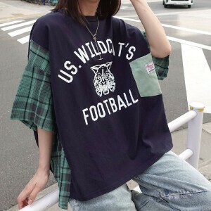 T-shirt Cat Check Summer Cotton Spring