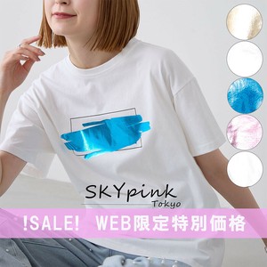 【WEB限定特別価格】カラー箔プリントTシャツ　カットソー　SKYpink東京