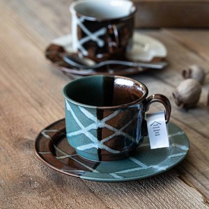 美浓烧 茶杯盘组/杯碟套装 蓝色 孔雀 西式餐具 日本制造