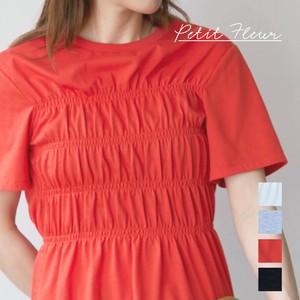 T-shirt Short-Sleeved T-Shirt Shirring [S/S NEW]