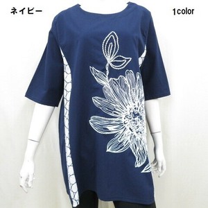 【夏物新商品】綿大花刺繍切替チュニック
