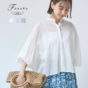【Fanaka2025SS新作】コットンエアリーボイルボリュームスリーブ前開きブラウス