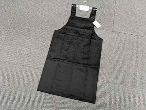 ポケット付きH型普通丈キッチンエプロン　黒　無地　エプロン エプロン　男女兼用