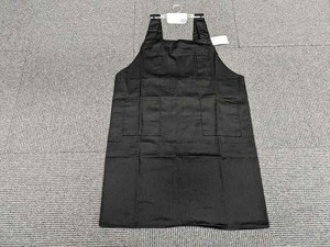 ポケット付きH型普通丈キッチンエプロン　黒　無地　エプロン エプロン　男女兼用