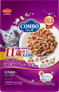 [日本ペットフード]コンボキャット毛玉対応11歳以上かつお味･かつおチップ･かつお節添え600g