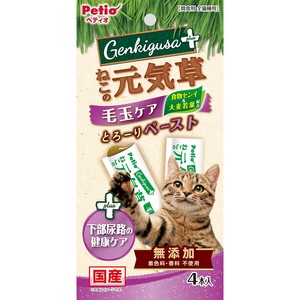 [ペティオ]ペティオねこの元気草プラス毛玉&下部尿路の健康ケアとろーりペースト4本入