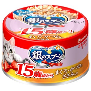 [ユニ･チャーム]銀のスプーン缶15歳以上用まぐろ･かつおにささみ入り70g