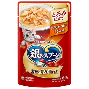 [ユニ･チャーム]銀のスプーンパウチとろみ仕立てまぐろ･かつおにささみ入り60g