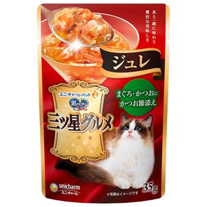 [ユニ･チャーム]銀のスプーン三ツ星グルメパウチジュレまぐろ･かつおにかつお節添え35g