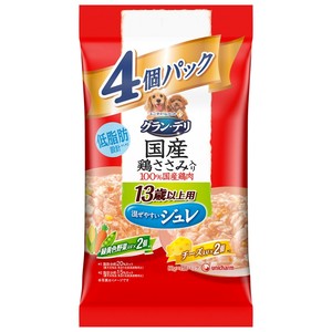 [ユニ･チャーム]グラン･デリ国産鶏ささみパウチジュレ13歳以上用4個パック緑黄色野菜･チーズ80g×4個