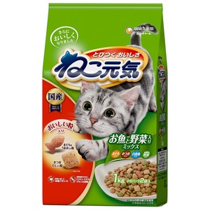 [ユニ･チャーム]ねこ元気お魚と野菜入りミックスまぐろ･かつお･白身魚･緑黄色野菜入り1.0kg