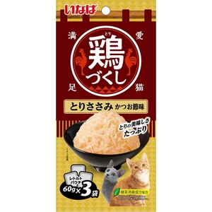 [いなばペットフード]鶏づくしとりささみかつお節味60g×3袋