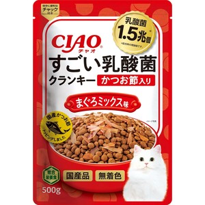 [いなばペットフード]すごい乳酸菌クランキーかつお節入りまぐろミックス味500g