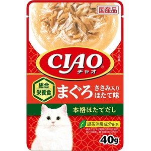[いなばペットフード]CIAOパウチ総合栄養食まぐろささみ入りほたて味40g