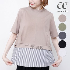 2025SS　裾ストライプ切替Tシャツ　2025新作　Economico