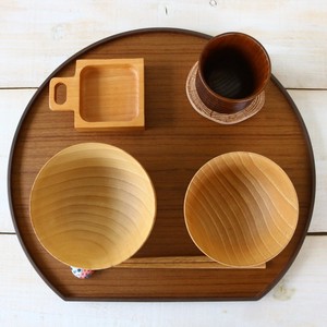 ☆おもてなしの器・食事の演出に！【おもてなし・杢目】wooden plate・半月膳 茶目系