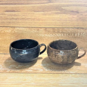 【新窯変】片手スープ　全2色　黒・茶（美濃焼・日本製・陶磁器）