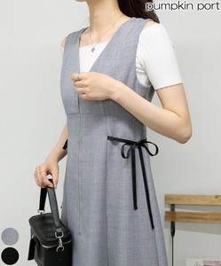 洋装/连衣裙 V领 马甲裙 新商品 2025年 两侧蝴蝶结/丝带