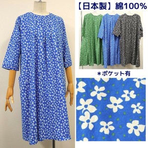 2025年新商品 洋装/连衣裙 洋装/连衣裙 棉 圆点图案 5分袖 日本制造