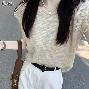 フレンチスリーブミックスニットTシャツ カジュアル 夏   【2025SS】 ONA1027