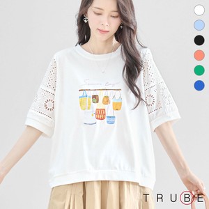 2025年新商品 T 恤/上衣 刺绣 L尺寸 蕾丝袖