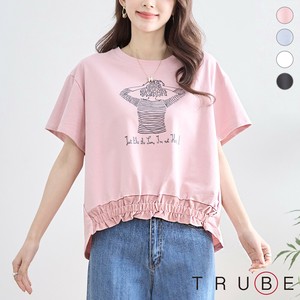 【2025新作】【M〜L】フリルヘムガールイラストTシャツ(N12-381A)(5号店）FM5